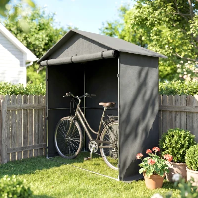 Outsunny Capanno da Giardino 1.1x2m con Porta Avvolgibile Grigio