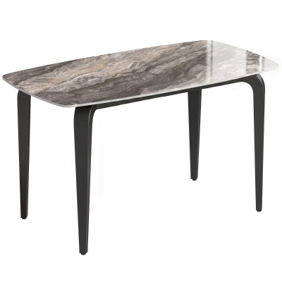 HOMCOM Dining Table Sintered Stone Top Metal Legs Brown