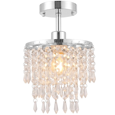 HOMCOM Crystal Ceiling Light 57 Strands Silver Tone