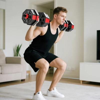 SPORTNOW 4-in-1 Adjustable Weights Set 20kg Home Gym Red
