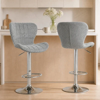 HOMCOM Set 2 Sgabelli Bar Altezza Regolabile e Schienale Grigio
