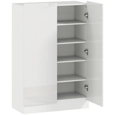HOMCOM Meuble Chaussures 2 Portes Blanc Brillant 20 Paires