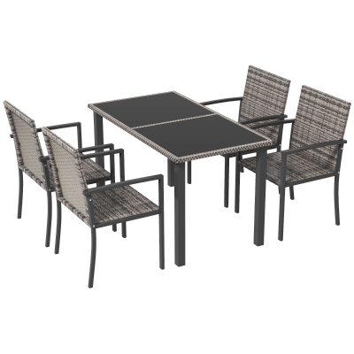 Outsunny 5-Piece Outdoor Dining Set Mixed Grey