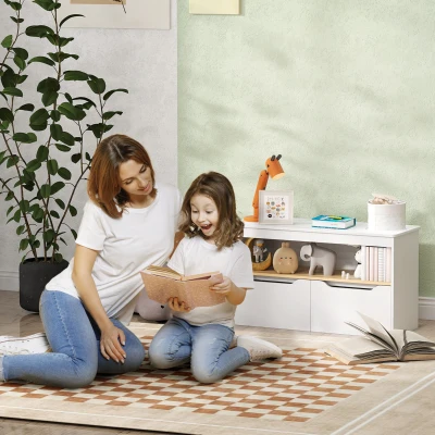 AIYAPLAY Estantería para Juguetes Infantil con 2 Cajones y Compartimento para Salón Dormitorio Sala de Juegos 80x30x45 cm Blanco