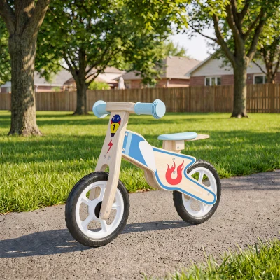 AIYAPLAY Draisienne Bois Naturel Selle Réglable 3-5 Ans 50kg