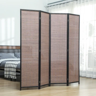 HOMCOM Paravent Bois Pliable 4 Panneaux 180x180cm Marron