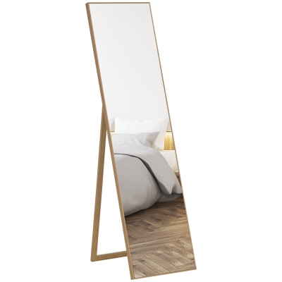 HOMCOM Miroir Sur Pied Rectangulaire Bois 147cm Naturel