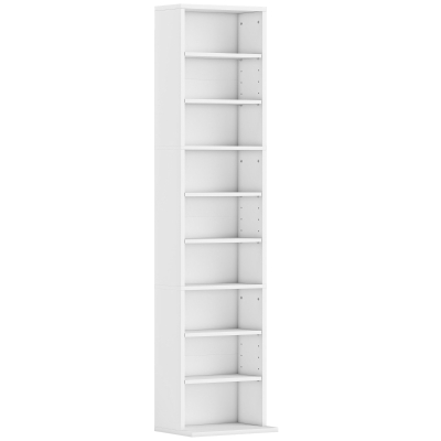 HOMCOM Scaffale Porta CD con 6 Ripiani Regolabili Bianco