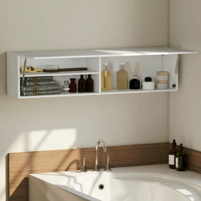 HOMCOM Armadietto Bagno con Anta Ammortizzata e 2 Vani Bianco
