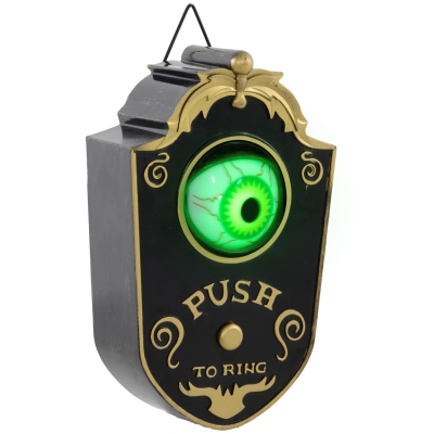 HOMCOM Halloweendeko, Türglocke mit Horror-Auge, Geräusch- & Touchsensor, beweglich, grünes Licht