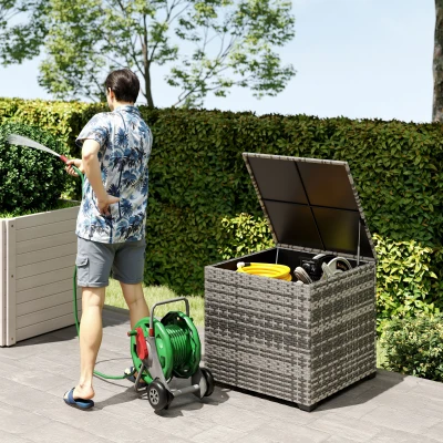 Outsunny Rattan Garden Storage Box 253L Mixed Grey