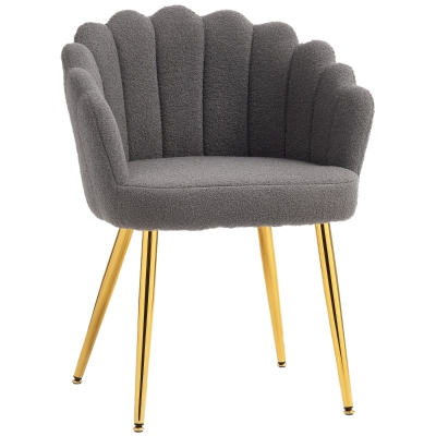 HOMCOM Petal-Back Lounge Chair Metal Legs Living Room Grey