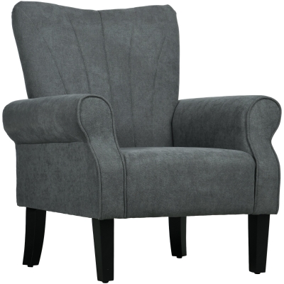 HOMCOM Upholstered Accent Chair Grey High Back Rolled Arms