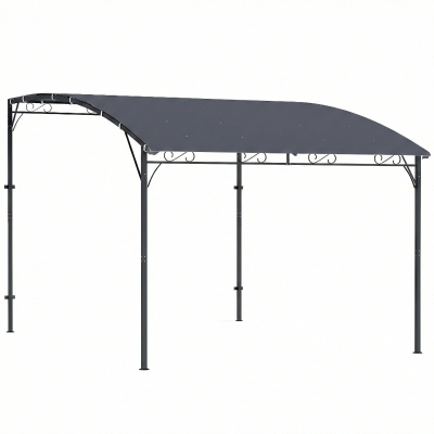 Outsunny Anbaupavillon Pergola mit Metallgestell Dach, wetterfest wandmontiert Pavillon Vordach 2,86 x 3,84 x 2,52 m Grau