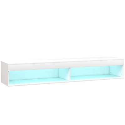 HOMCOM Meuble TV Mural LED Blanc pour Téléviseurs jusqu'à 75"
