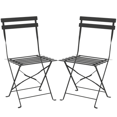 Outsunny Set di 2 Sedie da Giardino Pieghevoli, Nero