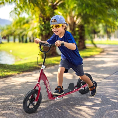 HOMCOM Monopattino per Bambini con Freno Posteriore Rosso