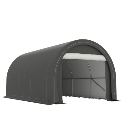 Outsunny Garaje Exterior para Coche 3x5 m Impermeable con Tejido PE Resistente Marco de Acero Galvanizado UPF30+ Gris
