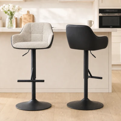 HOMCOM Set 2 Sgabelli Moderni con Schienale Braccioli Nero Grigio