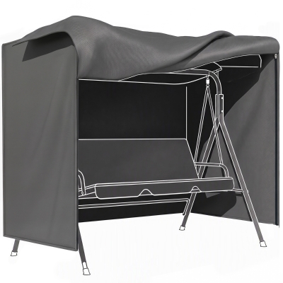Outsunny Capa para Móveis de Jardim Capa Protetora para Baloiços de Exterior com Fecho de Correr 177x114x152 cm Cinza Escuro