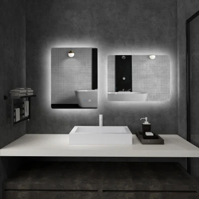 kleankin Specchio Bagno con Luce LED e Antiappannamento 70x50cm
