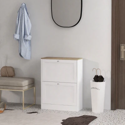 HOMCOM Meuble à Chaussures 12 Paires avec Tiroirs Blanc