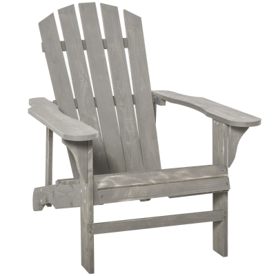 Outsunny Silla de Jardín Adirondack Asiento Extra Ancho Carga 150 kg para Patio Terraza Balcón 78x89x88 cm Gris Claro