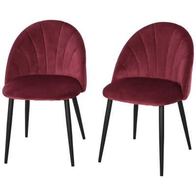HOMCOM 2 Chaises Salle à Manger Velours Bordeaux