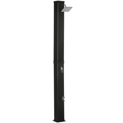 Outsunny Duche Solar Exterior 40L Duche de Jardim com Cabeçal Torneira Água Quente até 60℃ e Duche de Pés 19x20x217 cm Preto