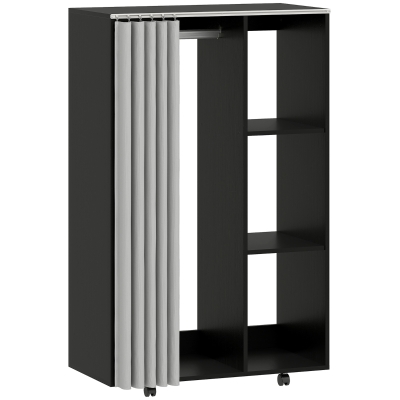 HOMCOM Armoire Mobile Noir avec Tringle et Étagères 80x40x128cm
