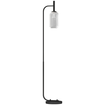 HOMCOM Modern Floor Lamp Glass Shade Foot Switch Black