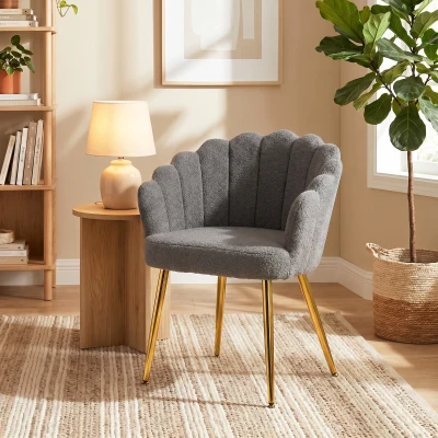HOMCOM Petal-Back Lounge Chair Metal Legs Living Room Grey