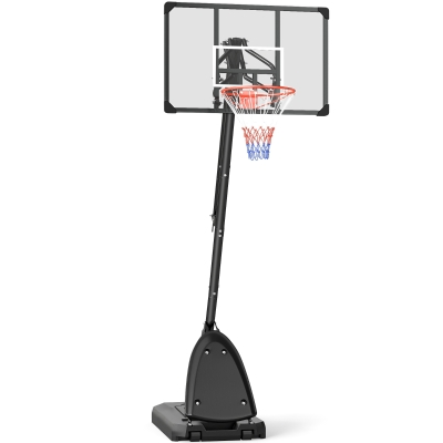 SPORTNOW Canasta de Baloncesto Ajustable 236-293 cm con Ruedas Tablero de PC Base Rellenable para Exterior Negro