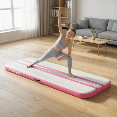 SPORTNOW Tappetino Gonfiabile con Pompa Elettrica Rosa