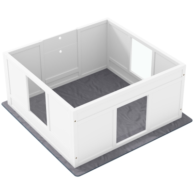 PawHut Whelping Box for Dogs with Whelping Pad, Adjustable Entrance, Non-slip Foot Pads, for Medium Dogs, 100 x 96cm