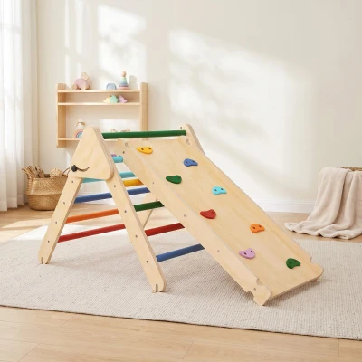 AIYAPLAY Triangle Escalade Enfants 3 en 1 avec Rampe Multicolore