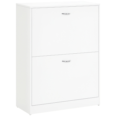 HOMCOM Zapatero Moderno Zapatero de Entrada Recibidor Estrecho con 2 Cajones y Estantes Ajustables para Pasillo 60x24x80 cm Blanco