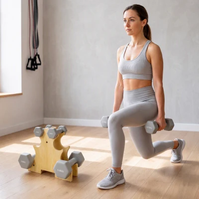 SPORTNOW Set de mancuernas 3 pares 1 kg 3 kg 5 kg con soporte de madera, agarre antideslizante, hierro fundido hexagonal, gris claro