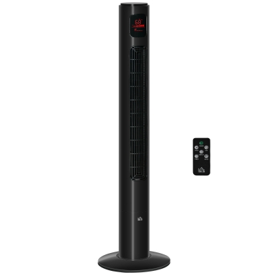 HOMCOM Ventilateur 45W Oscillant 70° Télécommande Noir