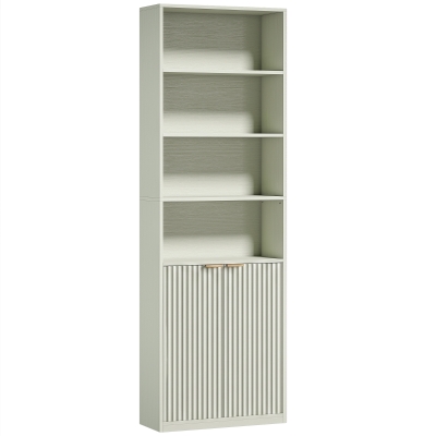 HOMCOM Bookcase 6-Tier Adjustable Shelf Anti-Tip Light Green