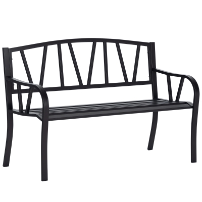 Outsunny Panchina da giardino 128cm x 56cm x 86cm Nero