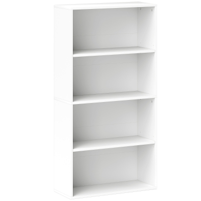 Bibliotecă cu 4 Rafturi din Lemn Alb