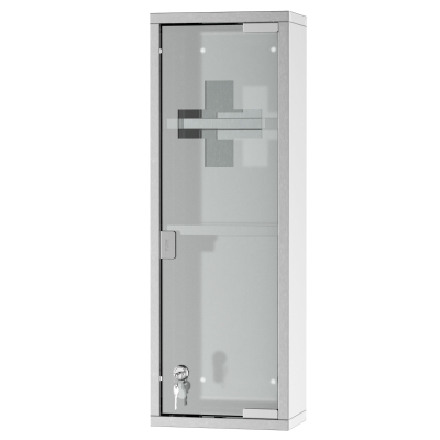 kleankin Medizinschrank aus Edelstahl und gehärtete Glastür Arzneischrank zur Medikamenten-Aufbewahrung, Abschließbar Medikamentenschrank mit 3 Fächern, Erste Hilfe Schrank, 20 x 12 x 58 cm, Silber
