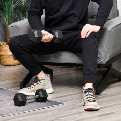 HOMCOM Set 2 Manubri da Palestra da 5kg Esagonali in Gomma