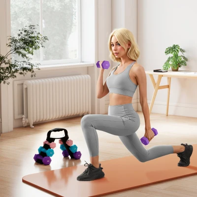 SPORTNOW Set di Manubri con Supporto Pieghevole Multicolore