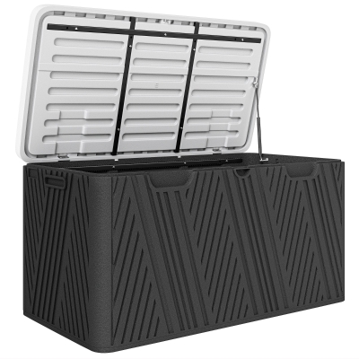 Outsunny Panca Contenitore da 380L in HDPE con Nero e Grigio