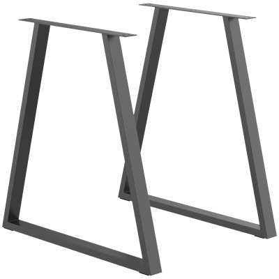 HOMCOM Trapezförmige Tischbeine im 2er-Set, Metall, vorgebohrt, mit Schrauben, Schwarz