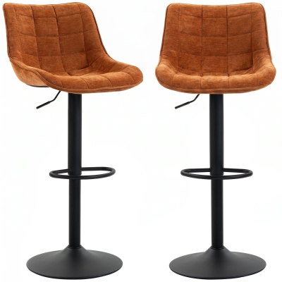 HOMCOM Set 2 Sgabelli da Bar Girevoli in Velluto, Arancione