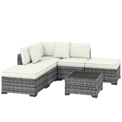 Outsunny Mobili da Giardino 6pz con Divano Tavolo Cuscini Grigio