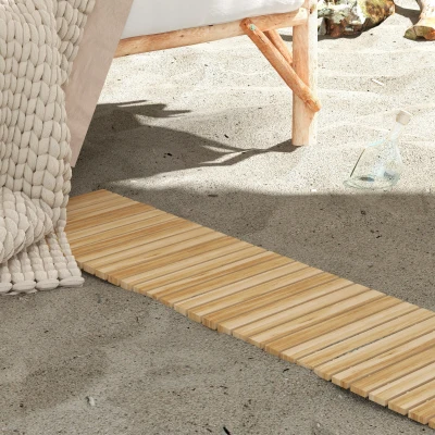 Outsunny Drum de grădină lături lemn rulabile lemn masiv pin 120 x 38 cm